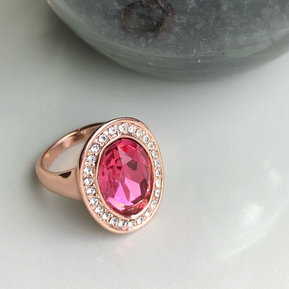 18K Rose Gold Platinum Ring Champagne Pink NWT